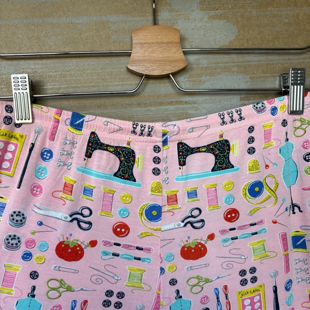 Nick & Nora Sewing Print Pajamas Pink Stretch Lounge Womens S - Picture 5 of 9